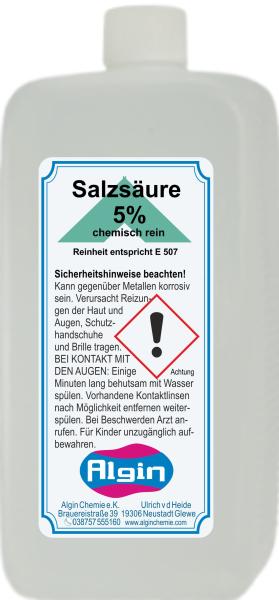 Salzsäure 5% chemisch rein 500ml HDPE Flasche E 507